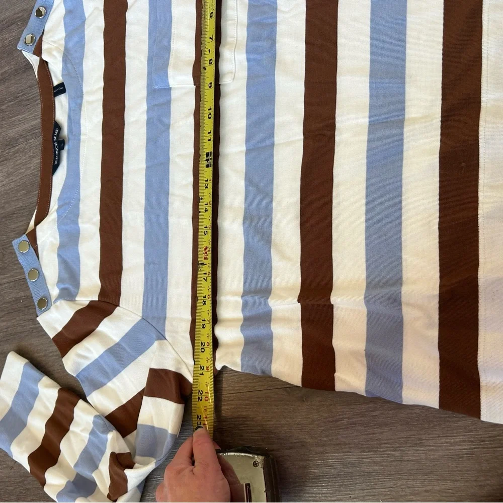 Striped Brown and Blue Long Sleeve Top - Picture 2 of 9